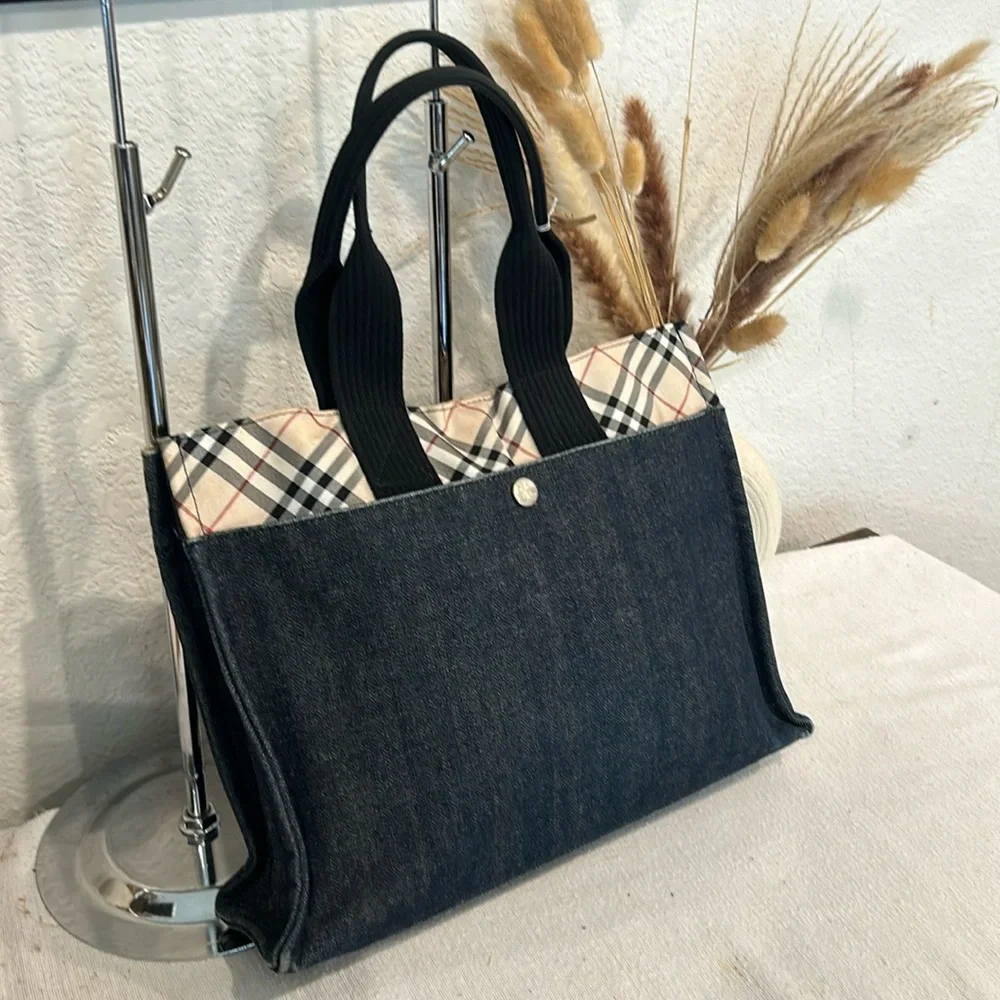BURBERRY Denim Exterior Tote Bag